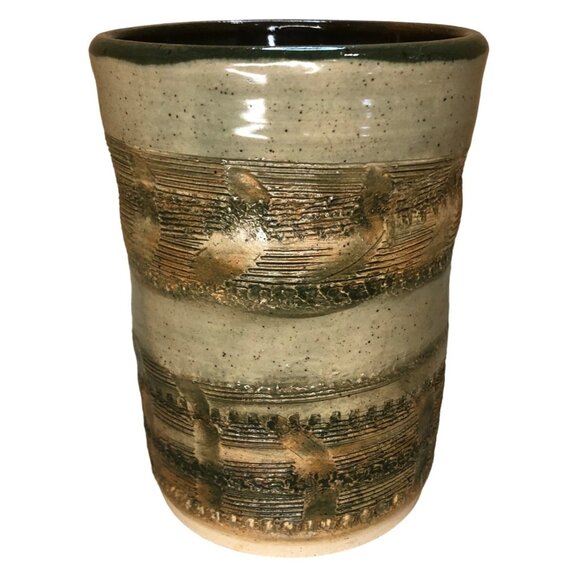 Hand-Made Pottery Vase with Unique Texture and Glazing - Picture 1 of 9